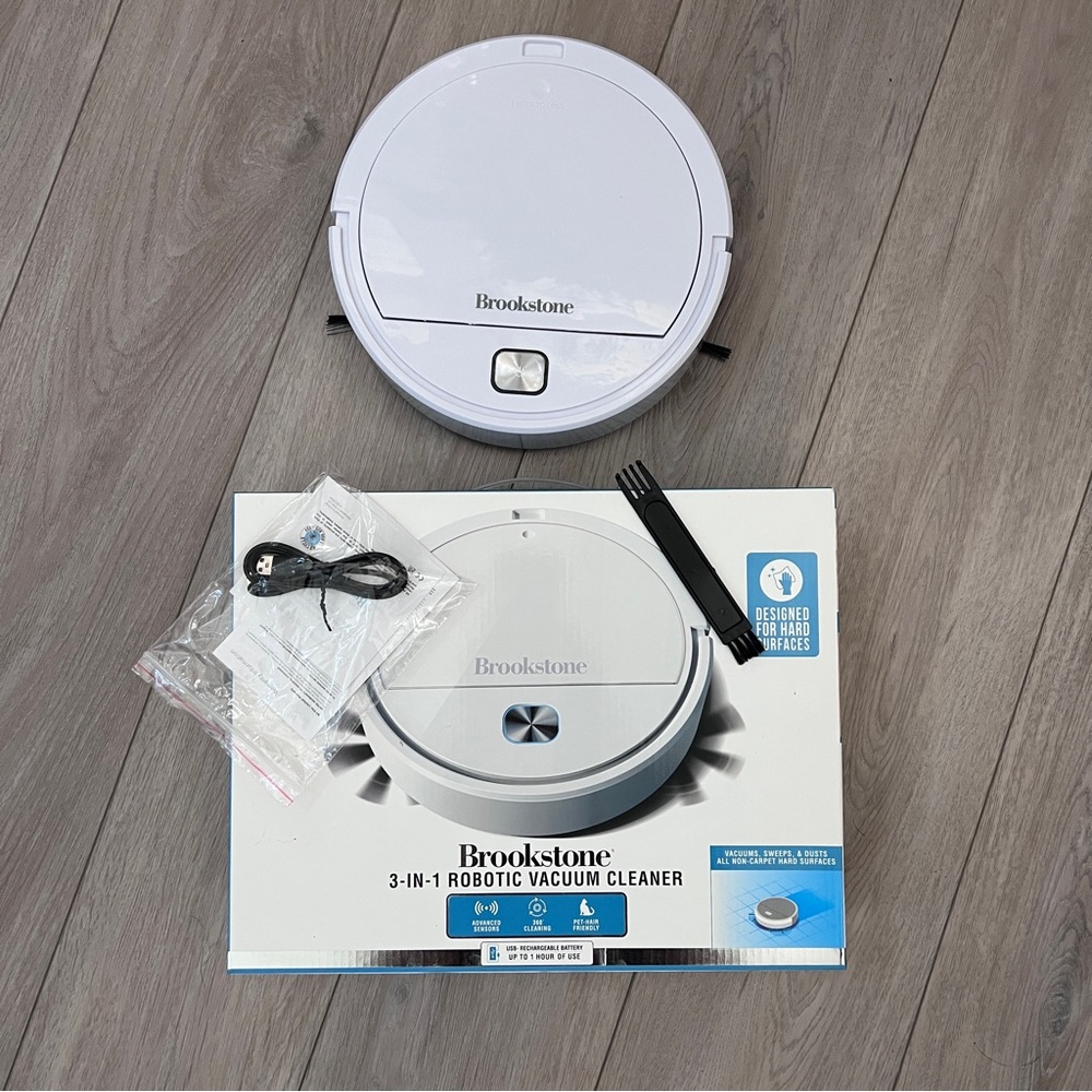 Brookstone Robotic Vacuum Cleaner - White and Gray